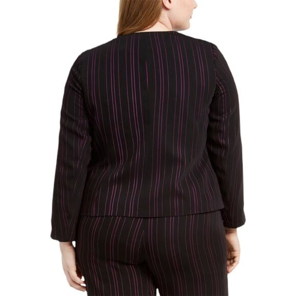 Bar III Open Front Trendy Striped Blazer 2X Black - Picture 2 of 6